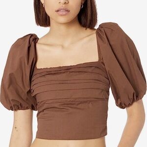 Abercrombie Brown Puff Sleeve Top